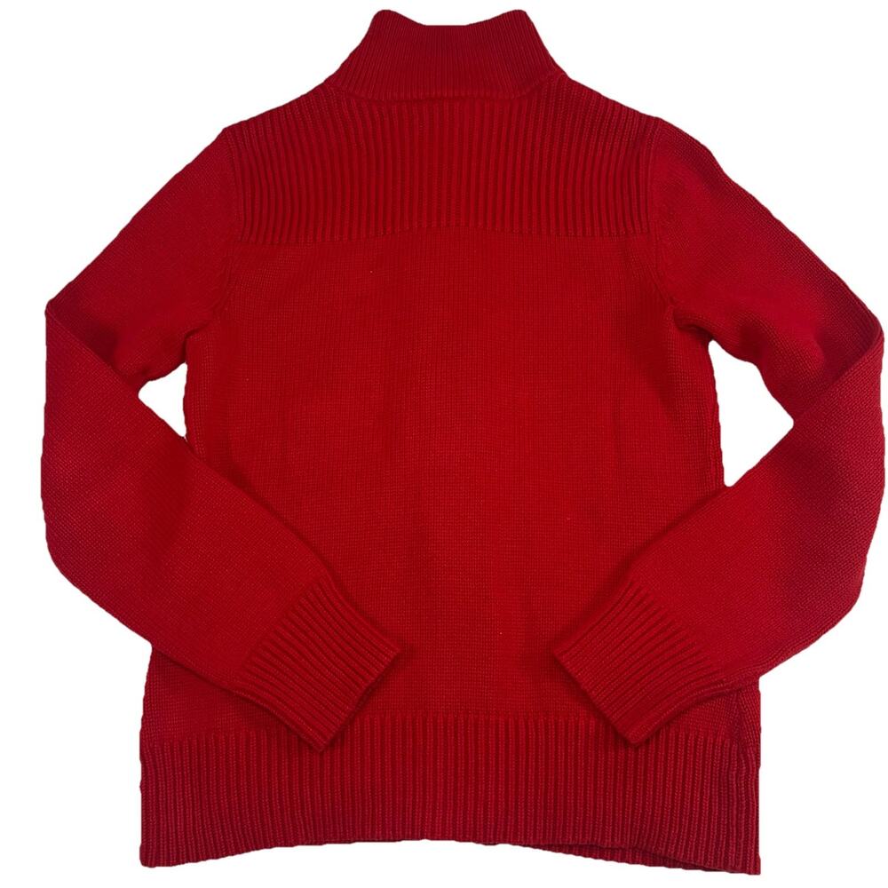 CHAPS Cardigan Sweater Women’s Size S Red Gold Buttons Front Chunky Knit Preppy - Picture 2 of 11